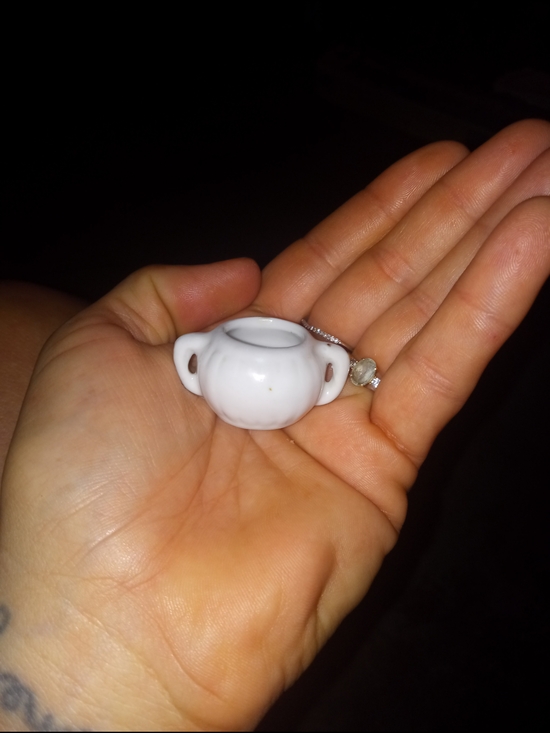 Other - Small White Miniature Ceramic Vase with Handles